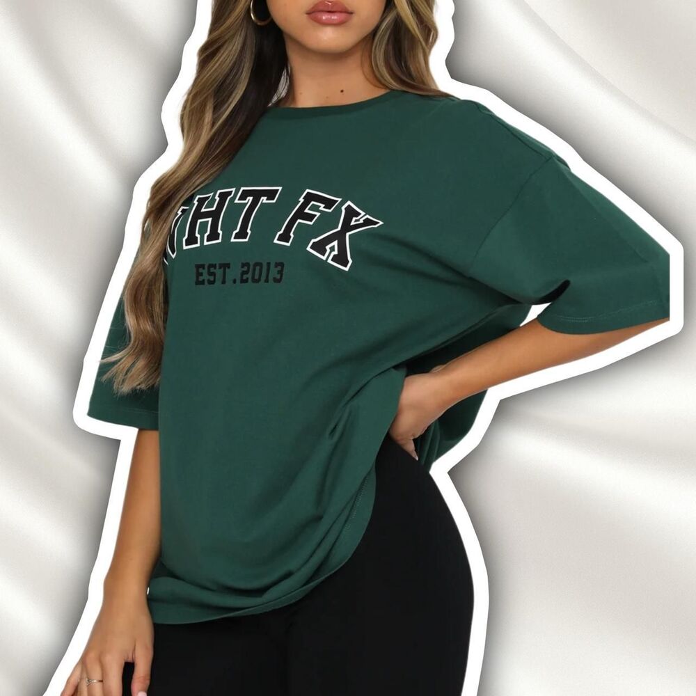 White Fox varsity T shirt dark green